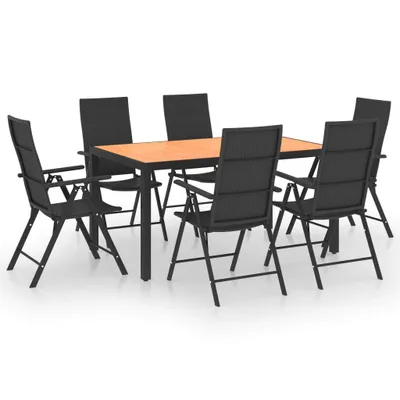 Produktbild von vidaXL 7-tlg. Garten-Essgruppe Schwarz und Braun