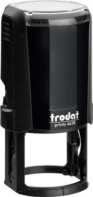 Produktbild von Trodat runder PRINTY 4638, rund max. 38 mm, Gehäuse schwarz, individuelle Stempelplatte mit Ihrem Wunschtext, Stempelkissen schwarz