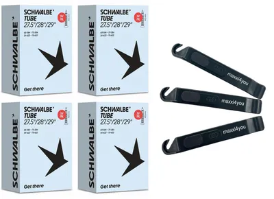 Produktbild von 4 x Schwalbe Fahrradschlauch SV19L Sclaverand-Ventil 40 mm 54/75-584/622 (27.5/28/29") inkl. Reifenheber