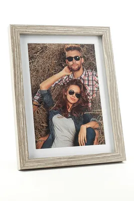 Produktbild von Bilderrahmen Passepartout 10x15 Holz Eiche gekälkt Fotorahmen