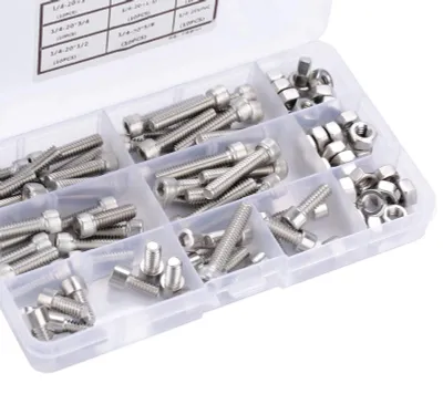 Produktbild von 90-teiliges Sortiment an Sechskantschrauben und -muttern 1/4-20
