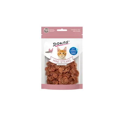 Produktbild von Dokas Cat Mini-Steaks Huhn + Fisch 25g