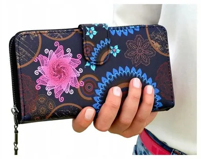 Produktbild von Großer Damen Portemonnaie mit Blumenmuster Reißverschluss