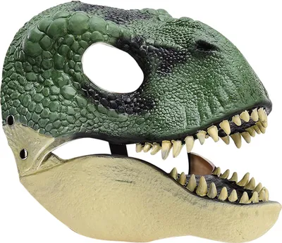 Zdjęcie produktu dla Maska dinozaura z ruchomą paszczą - zielona i jasnozielona - zabawny kostium do odgrywania ról na przyjęcia i przygody dla dzieci