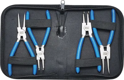 Produktbild von KRAFTPLUS K.105-4175 Sprengringzange Satz 175 mm Seegeringzange Sicherungsringzange Set gerade gebogen - 4 tlg. - Mit Tasche