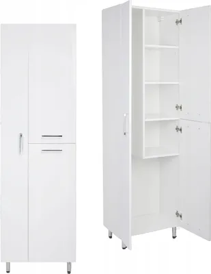 Obrázok produktu pre Biely držiak na mop do kúpeľne 55x35x180 Nastaviteľné nohy Predný lesklý
