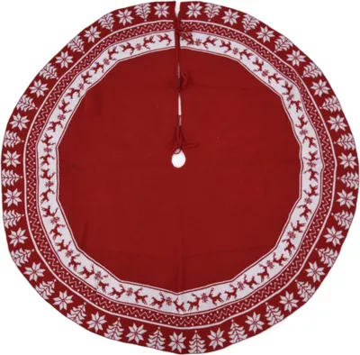 Image de Tricotin Jupe d'arbre de Noël réutilisable Tapis de Noël -Tapis de sol Besch��tzer Home Party Decorationred