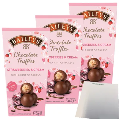 Produktbild von Baileys Schokolade Mini Delights Strawberries & Cream 3er Pack (3x146g Packung) + usy Block