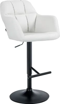 Produktbild von CLP Barhocker Natoma Kunstleder I 360° Drehbar, Metallgestell Höhenverstellbar weiß Material Gestell Metall matt schwarz