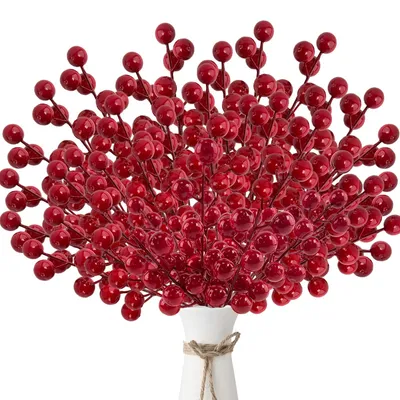 Künstliche Beerenzweige, 40 Stück, rot, 21 cm, Weihnachtsdekoration