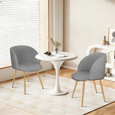 Produktbild von HOMELUX Esszimmerstuhl 2er Set, Polsterstuhl mit Armlehnen & Holzmaserungsfarbe Metallbeine, Sessel modern für Wohnzimmer, Esszimmer, Grau