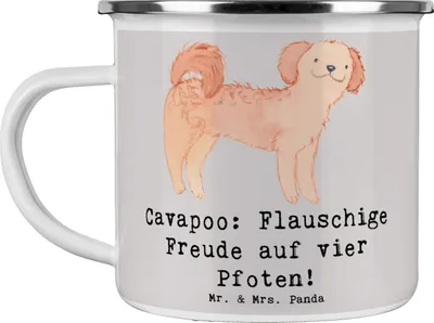 Produktbild von Mr. & Mrs. Panda Teetasse Cavapoo Flauschigkeit - Grau Pastell - Geschenk, intelligente Hunde, Spielkameraden, Hunderassen Eigenschaften, Hunderasse, freundliche, Pott