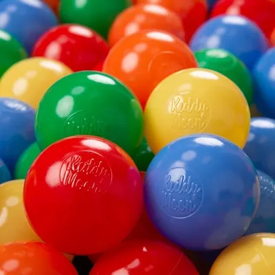Obrázek produktu pro KiddyMoon 100 ∅ 6cm dětské míče na hraní ve vaně dětské plastové míče vyrobené v EU, žlutá/zelená/modrá/červená/oranžová