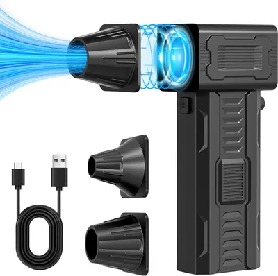 Image de 220W Electric Air Duster 140000RPM Brushless Motor Max 53m/s Wind Speed Adjustable 8000mAh Rechargeable Cordless Portable Jet Dry Blower with 2 Replaceable Magnetic Nozzle for Keyboard Car Outdoor Cleaning Dust Removal Snow Blowing