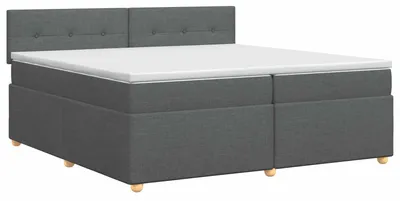 Image de Lit boxspring avec matelas gris foncé 200 x 200 cm tissu