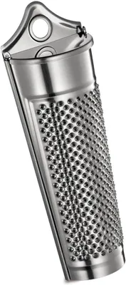 Produktbild von Muskatreibe,, Silber, 15 cm | Gewürzreibe für Muskatnuss, Parmesan und Schokolade, praktische Hängeöse, Aufbewahrungsfach, rostfreier Edelstahl
