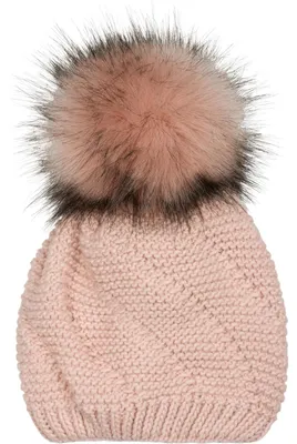 Produktbild von styleBREAKER Uni Einfarbige Strick Bommelmütze fein gestrickt mit Fleece Futter, Winter Fellbommel Mütze 04024175