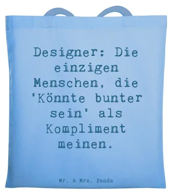 Produktbild von Mr. & Mrs. Panda Tote Bag Spruch Designer Kompliment - Sky Blue - Geschenk, Inspiration, einkaufsshopper, Berufspassion, Shopping Tasche, Berufsgestaltung, Beruf