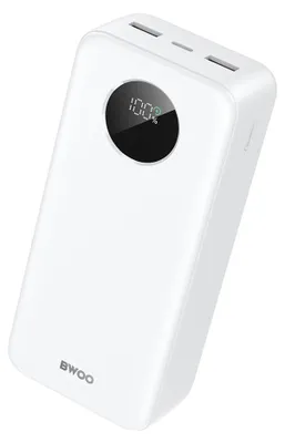 Produktbild von Bwoo, Externer Akku 30000mAh USB-C 2xUSB LCD Bwoo Weiß, Weiß