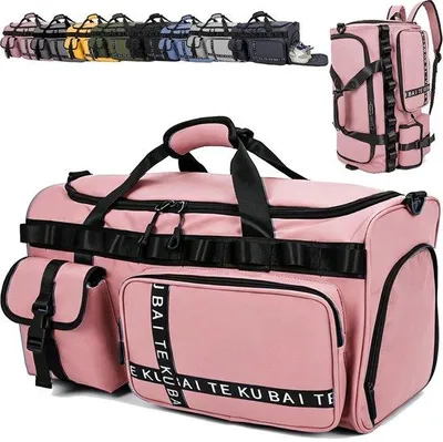 Produktbild von Große Reisetasche für Damen und Herren, Sporttasche mit Schuhfach und separatem Nassfach, wasserdichte Schwimmtasche, Weekender-Tasche in Rosa, 52x29x27 cm, ideal für