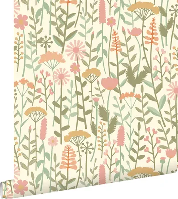 Immagine prodotto di ESTAhome carta da parati fiori selvatici verde chiaro e rosa 50 x 900 cm