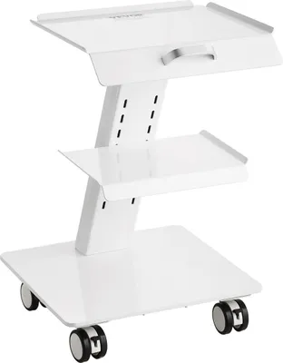 Zdjęcie produktu dla Wózek laboratoryjny, 3-poziomowy wózek laboratoryjny na kółkach, metalowy wózek mobilny z obrotowymi kółkami, wózek kliniczny z tacą o nośności 220 funtów, do laboratorium, kliniki, salonu kosmetycznego i fryzjerskiego