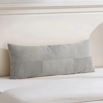 Produktbild von 1 hellgrauer Kissenbezug 40x145 cm aus Cord, dekorativer Kissenbezug für Sofa, Schlafzimmer, Wohnzimmer oder Balkon im Boho-Stil