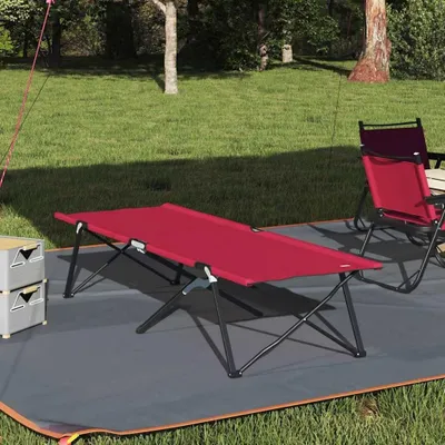 Immagine prodotto di Letto pieghevole per il campeggio, colore rosso, dimensioni 206 x 76 x 74 cm, realizzato in tessuto Oxford