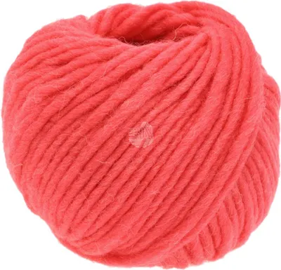 A ball of coral-colored yarn.
