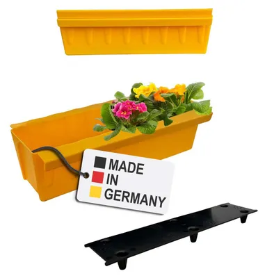 Produktbild von BURI 2 Euro-Paletten Blumenkästen-Einsätze inkl. Bewässerungsmatte | mit Hängesystem zum Einhängen | 37,3cm Gelb | Pflanzkasten für Europalette Palette | Balkonkasten | Blumentopf | sehr stabil
