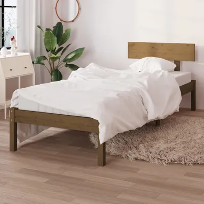 Produktbild von Massivholzbett Schlafzimmer - Honigbraun Kiefer 90x190 cm - Polsterbett CC27413