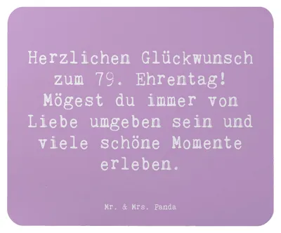 Produktbild von Mr. & Mrs. Panda Mouse Pad Spruch 79. Geburtstag Glückwünsche - Lavendeltraum - Geschenk, besonderes, Happy Birthday, laptop mousepad, Geburtstagsfeier, pc mauspad