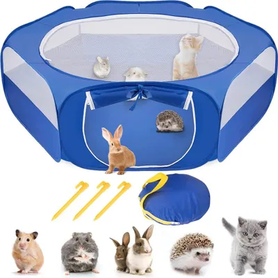 Produktbild von Kleintier-Laufstall für Haustiere, tragbar, faltbar, Übungszaun mit Seitentür, Käfigzelt für draußen, für Küken/Katzen/Hunde/Kaninchen/Hamster