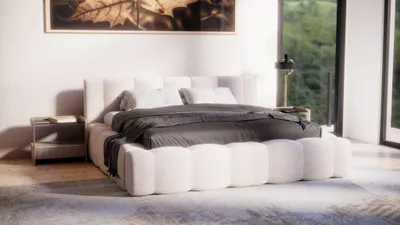 Produktbild von Polsterbett Doppelbett Bett LIZETH 120x200cm in Stoff Perfect Harmony Hellbeige