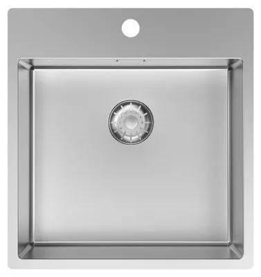 Immagine prodotto di Lavello in acciaio inossidabile Pure.Sink Comfort, dimensioni 49 x 52 cm, con miscelatore integrato e piano di montaggio PCM4540T-02