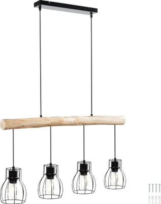 Produktbild von tectake® Pendelleuchte Woody 4-flammig, 4x E27, 40 W 82 x 13,5 x 140 cm