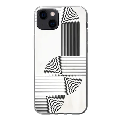 Produktbild von MuchoWow® Handyhülle Schutzhülle Hülle für iPhone 13 Kunst - Schwarz - Weiß - Linie Silikon Softcase Handy Hülle - Karteninhaber
