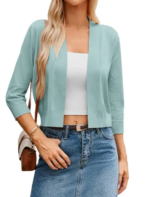 Produktbild von Kurzer Bolero-Jäckchen mit 3/4-Ärmeln – Cyanblau