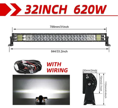 Obrázok produktu pre LED svetelný panel pre automobily a nákladné vozidlá – 32 palcov – s káblom – 70 000 lúmenov