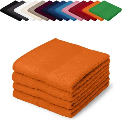 Produktbild von 4er PACK Handtücher 50x100 cm 100% Baumwolle, Farbe: Orange