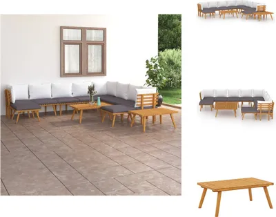 Productafbeelding van vidaXL 12-delige loungeset voor de tuin met kussens, gemaakt van massief acaciahout - Tuinmeubelsets