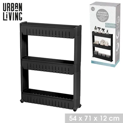 Immagine prodotto di DOCHTMANN Scaffale da bagno - nero stretto, plastica, 54 × 72 × 12 cm