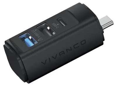 Produktbild von VIVanco™USB-C Hub mit USB-A 3.2 10 Gbit/s, USB-C- und USB-A-Ports mit 480 Mbit/s