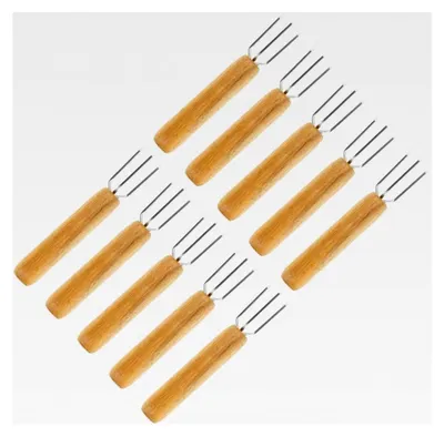 Produktbild von 10 Kartoffelgabeln mit 3 Zinken aus Edelstahl, wiederverwendbar als Maisspieß und Peelinghilfe