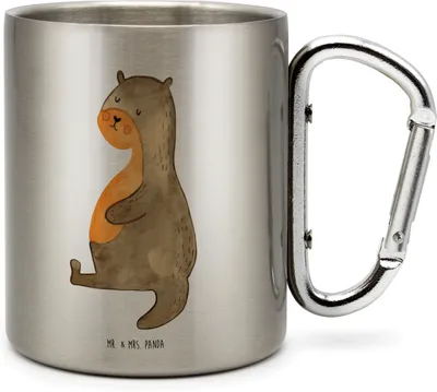 Produktbild von Mr. & Mrs. Panda Thermobecher Otter Bauch - Transparent - Geschenk, Satt, Isolierbecher, Edelstahltasse, Edelstahl, dick, Teetasse, Becher Aus, Zufrieden, Sportmuffel
