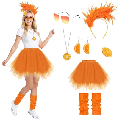 Produktbild von Solidchoice – Oranger Rock aus Tüll für Damen, mit Accessoires