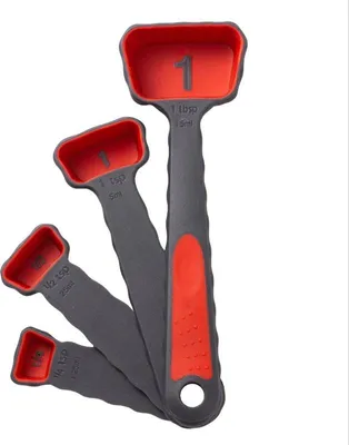Produktbild von INF 4er Set Messlöffel aus Kunststoff für Backen und Kochen Rot