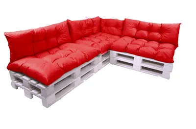 Immagine prodotto di Set di cuscini per pallet 7 | cuscino 120x80 + cuscino di schienale 120x40cm | cuscini per pallet| set di cuscini per pallet | cuscino per pallet rosso