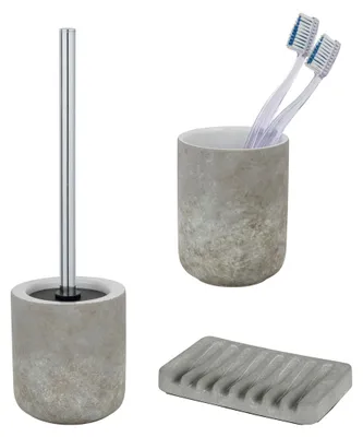 Produktbild von Schöner Wohnen Keramik Bad-Accessoire Set Londa Grau WC-Garnitur Seifenspender Zahnputzbecher