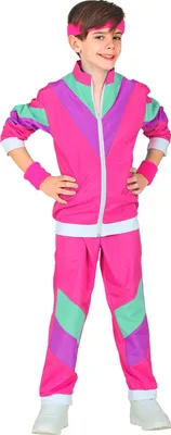 Produktbild von 80er Jahre Trainingsanzug für Kinder pink
